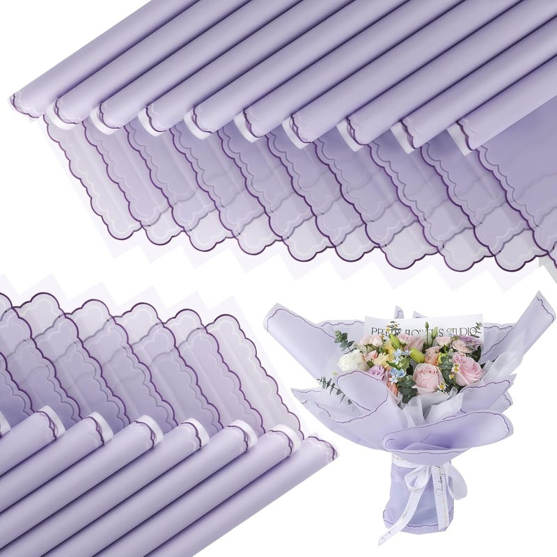 FUHITIM 20 Sheets Flower Wrapping Paper - Waterproof Floral Bouquet Wrapping Paper, Florist Supplies Packaging Paper for Wedding Birthday Gift DIY Crafts (Lavender Purple) - Image 1